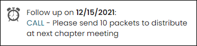 Viewing a Follow up Activity alert example