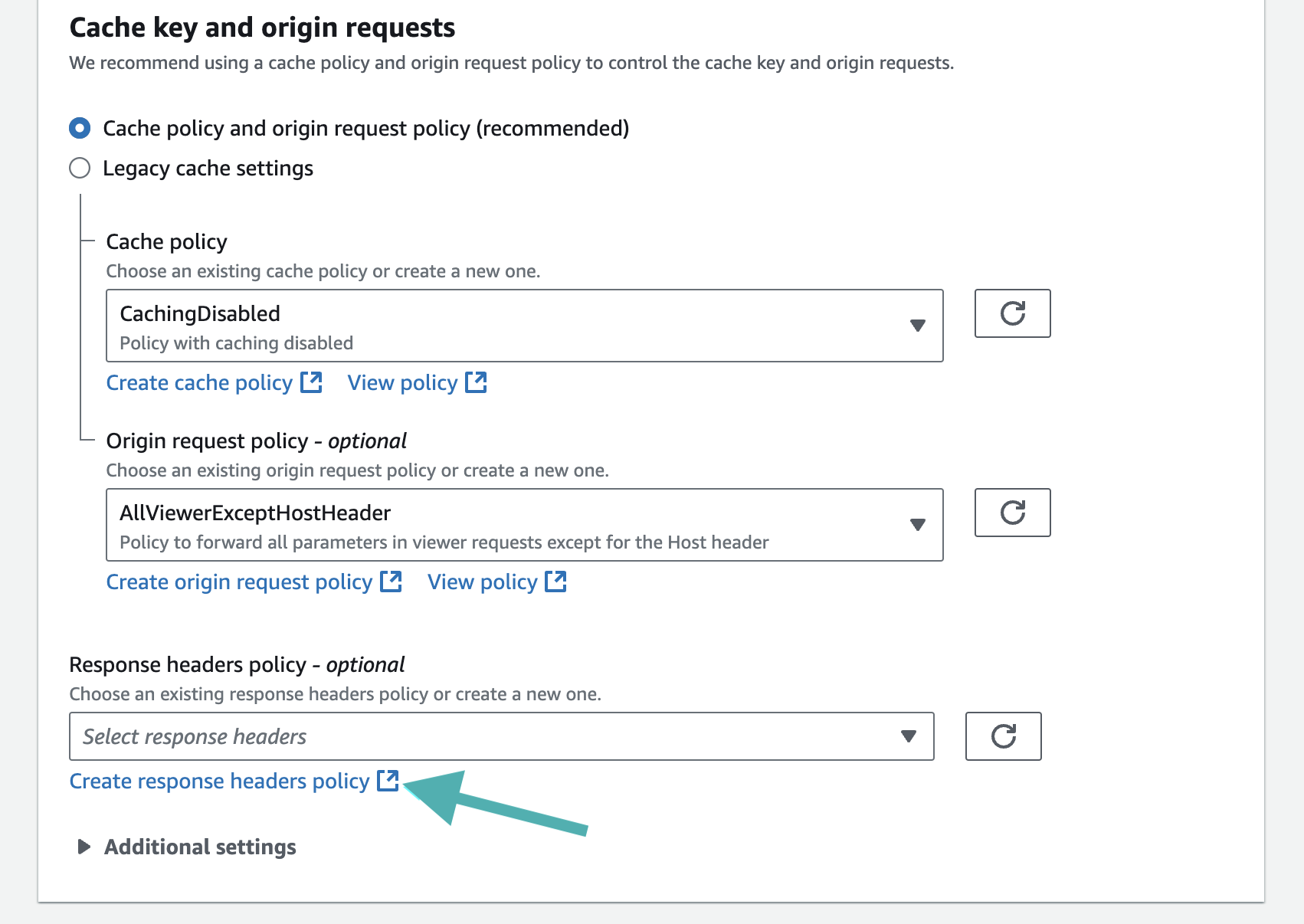 Create a new response headers policy