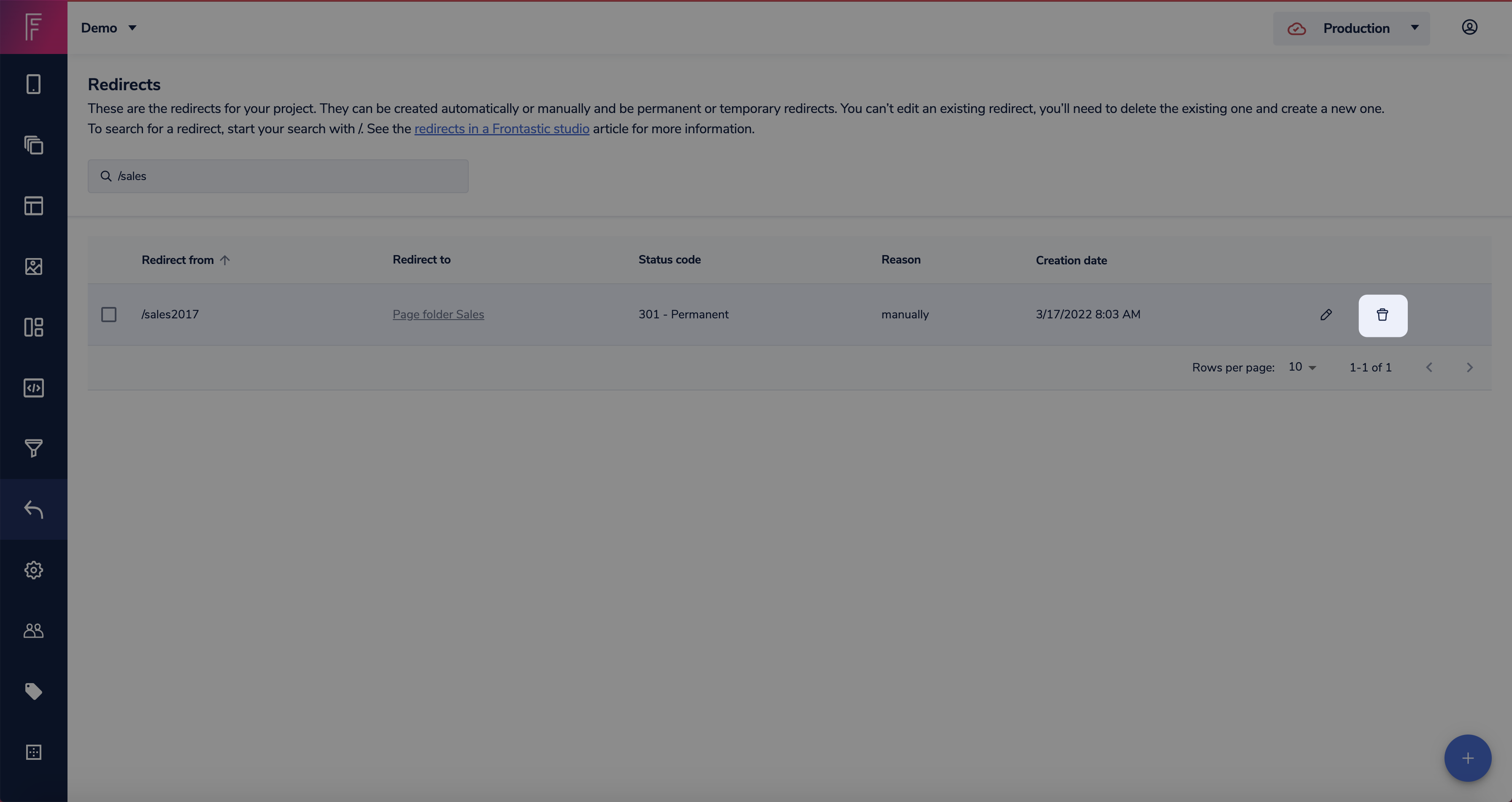 Hover on a redirect and click trash can.png