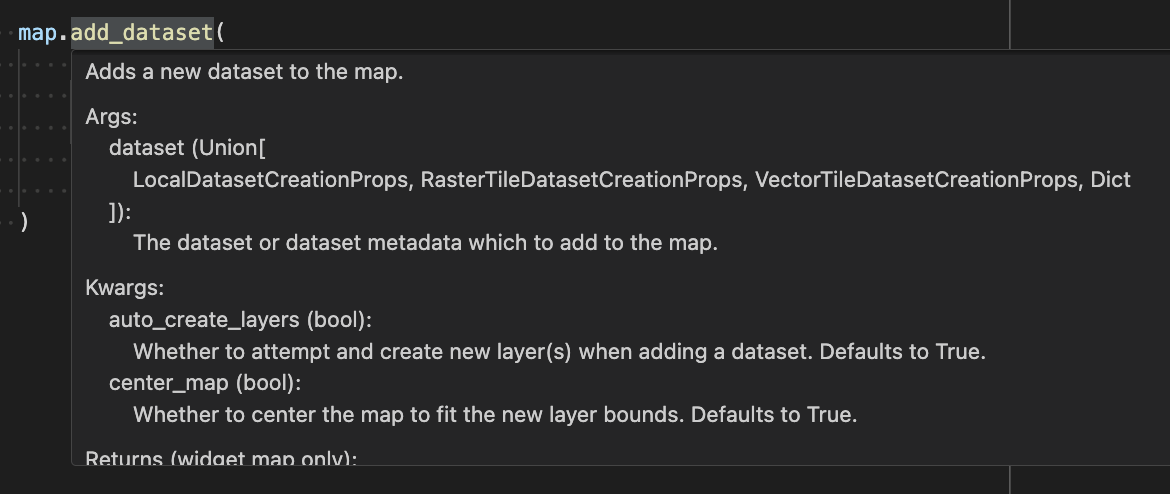 Docstrings revealed on hover