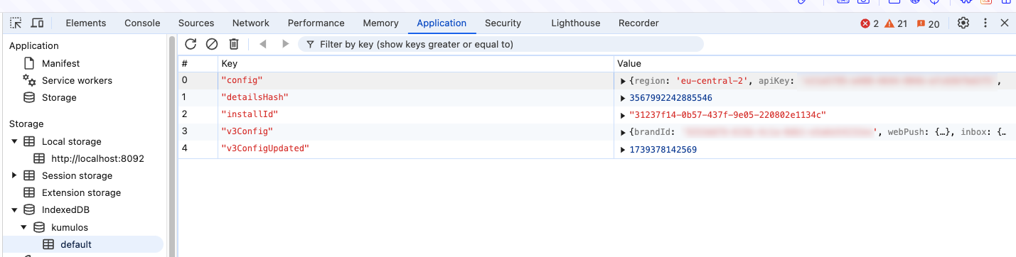 Cached config data