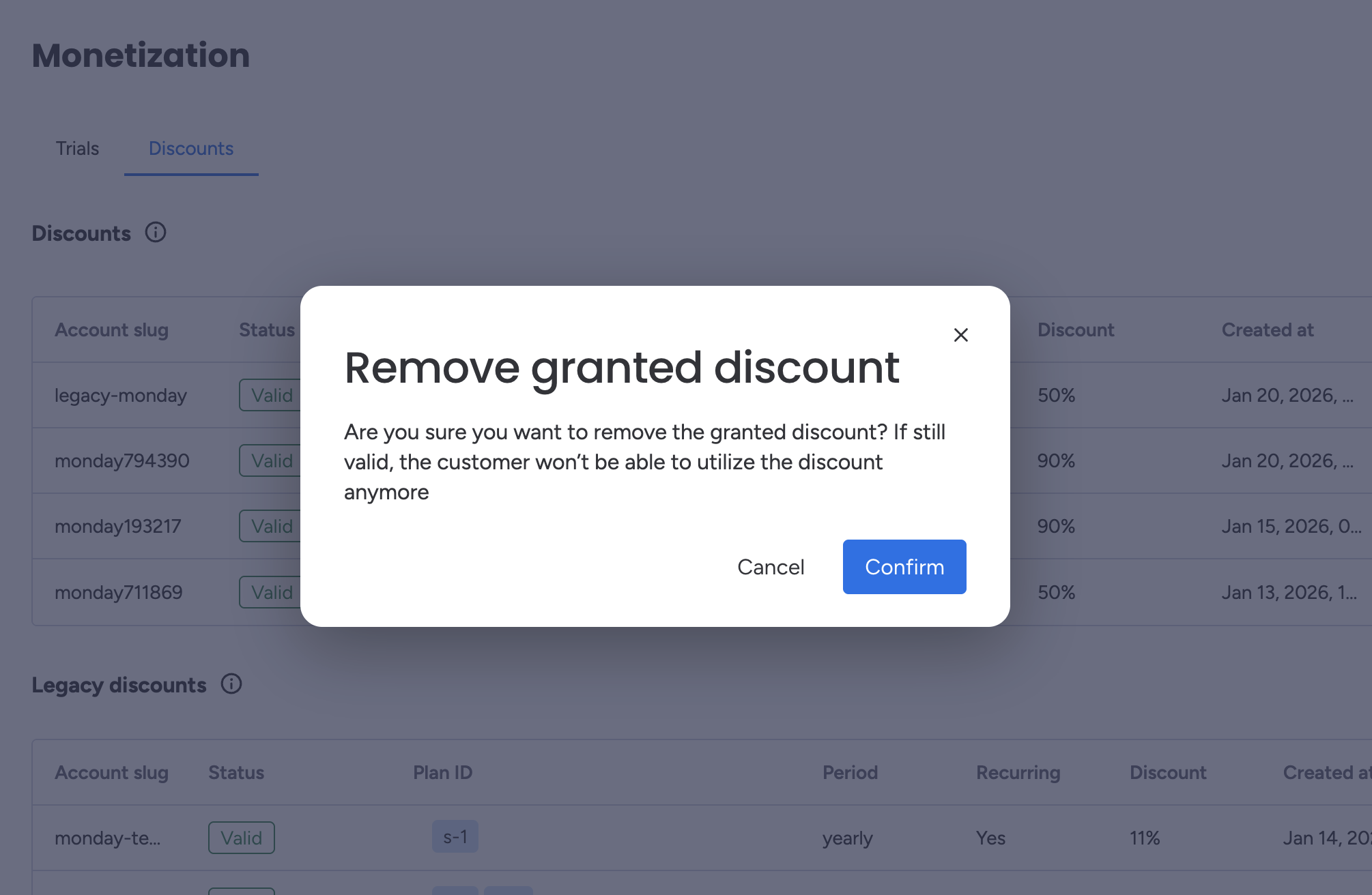Delete a discount through the Developer Center