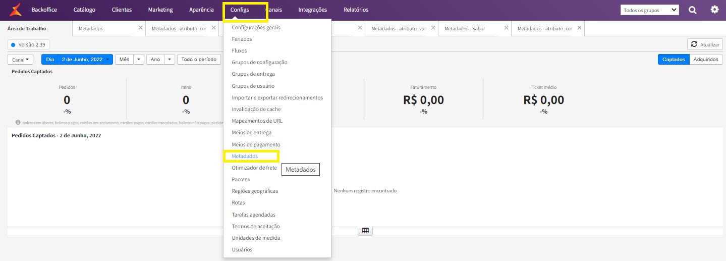 Caminho para acessa a tela de metadados.png