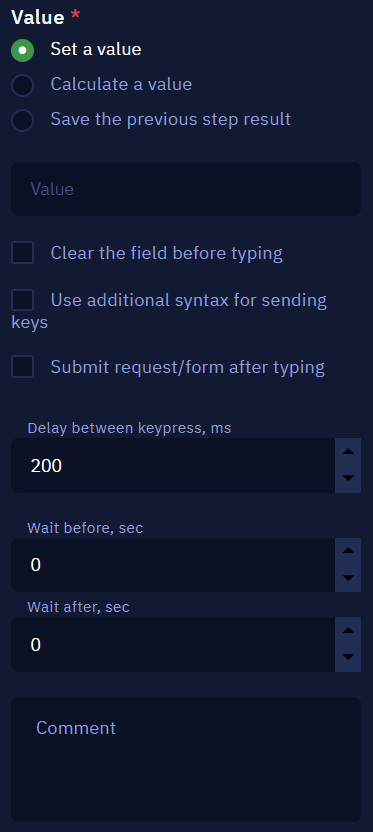 Main activity parameters