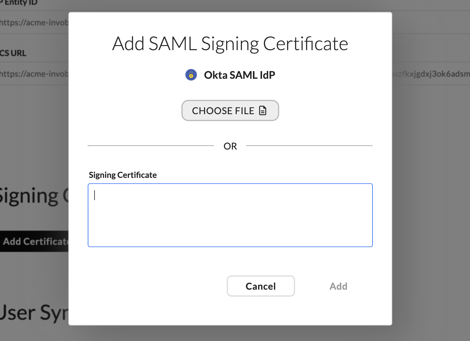 Wristband: Add Certificate modal showing file upload and manual paste options