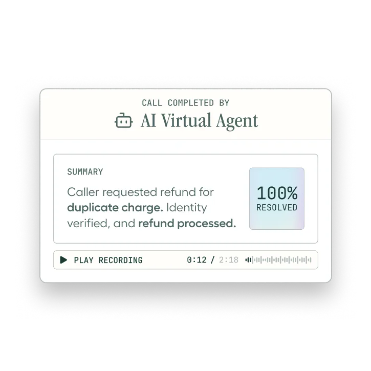 call completed by ai virtual agent (AIVA)