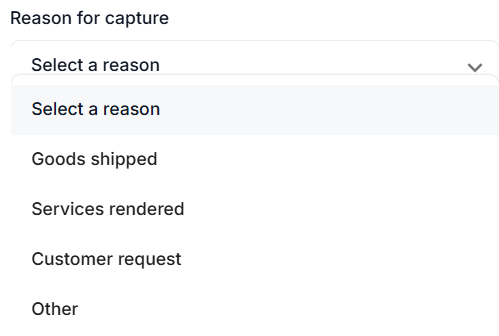 List of capture reasons.