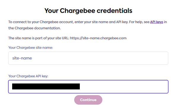 Your Chargebee credentials