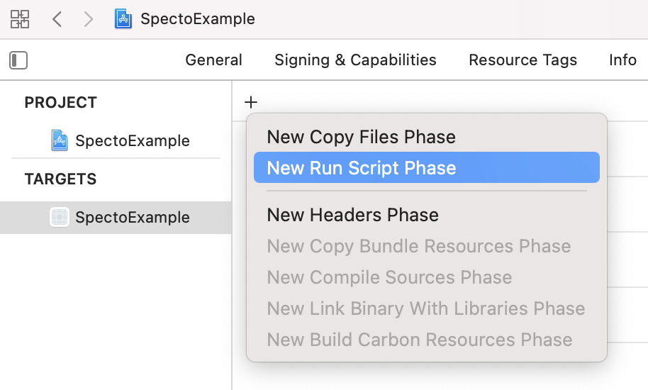 new-run-script.png Adding a Run Script build phase in Xcode (step 5)