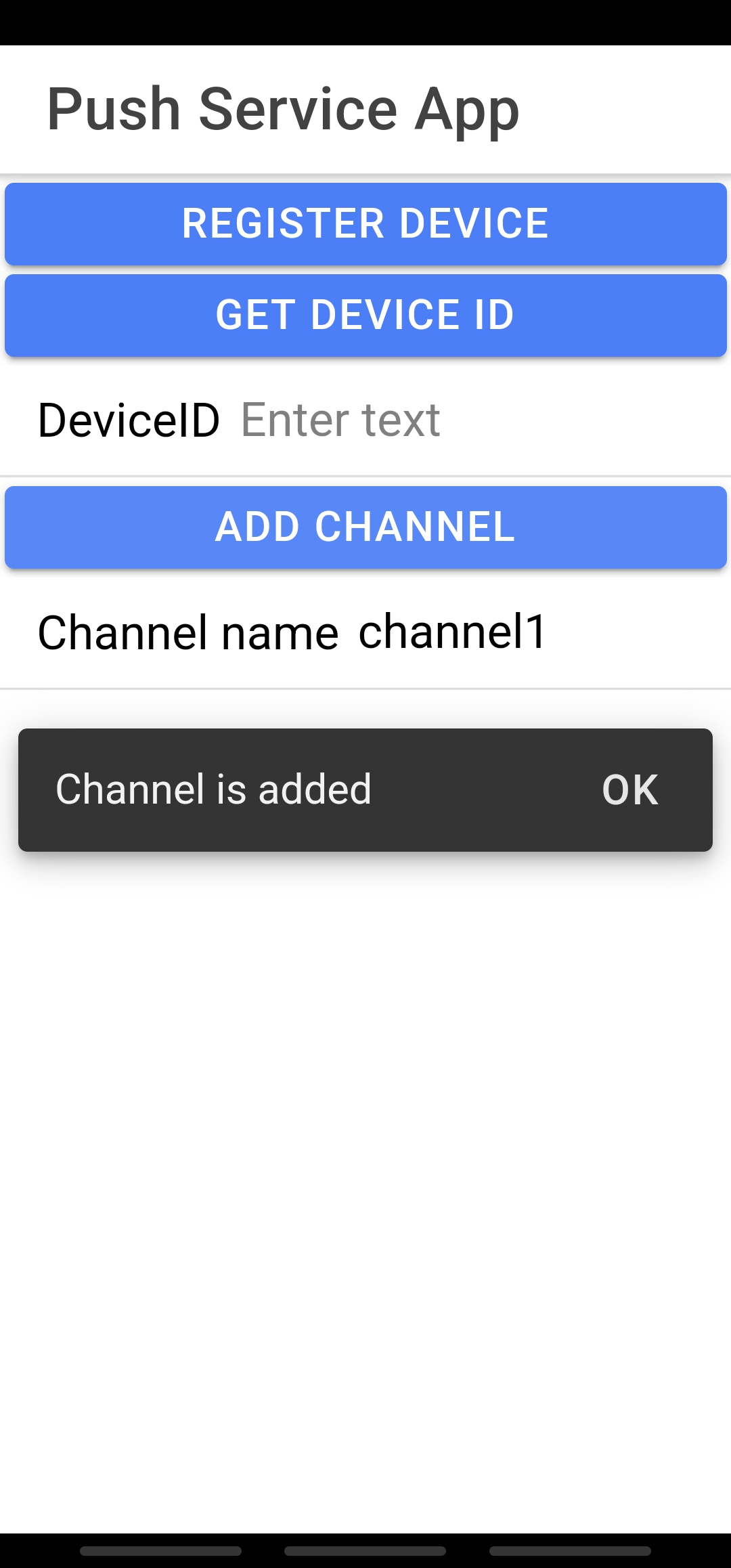 Channel added to an Android device