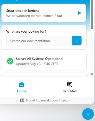 Figuur 1 : Status check GeoApps via de chat functie