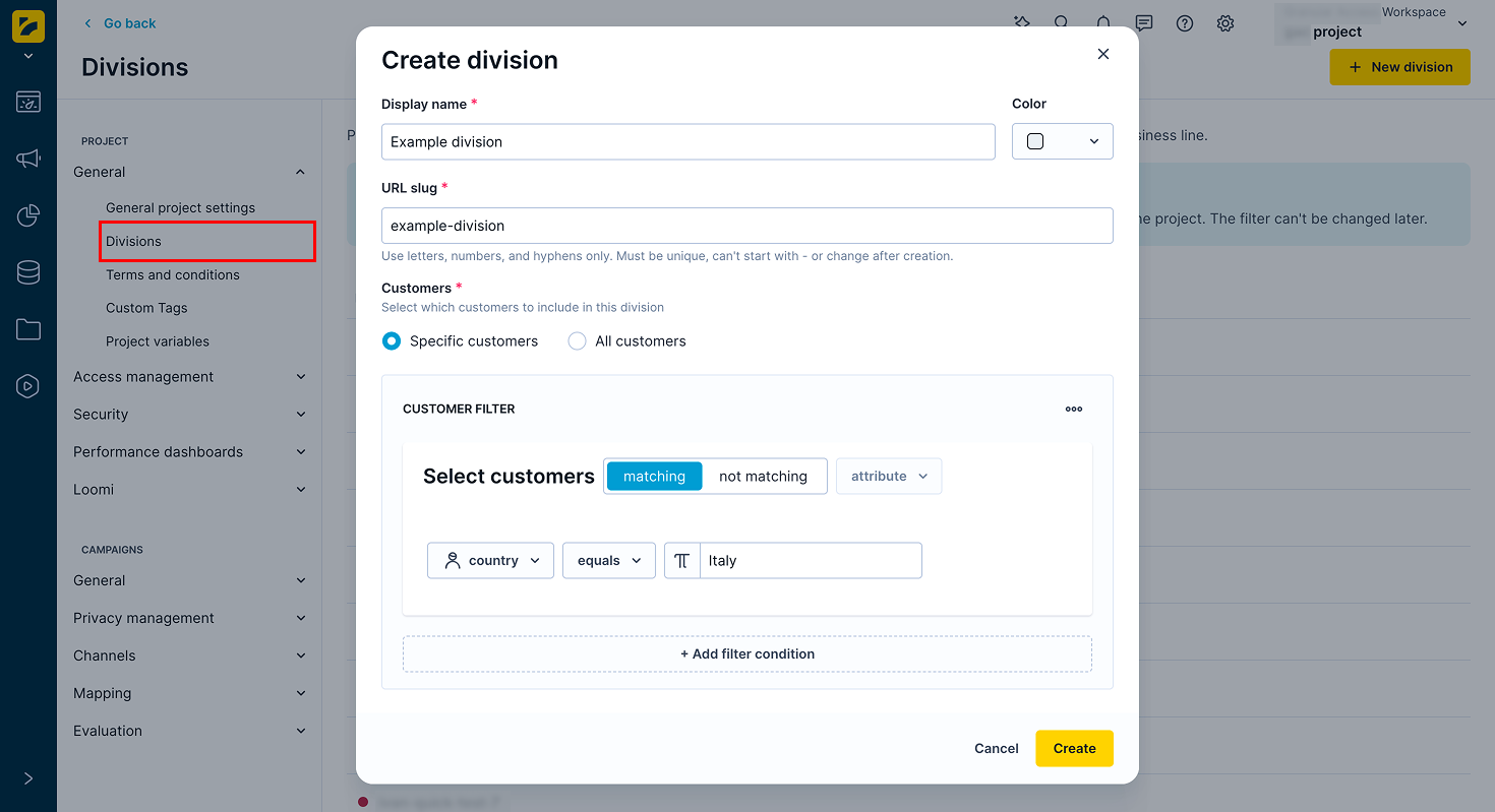 Create a new division.