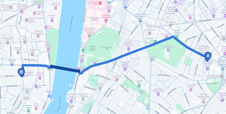 Traffic incident spans along the route