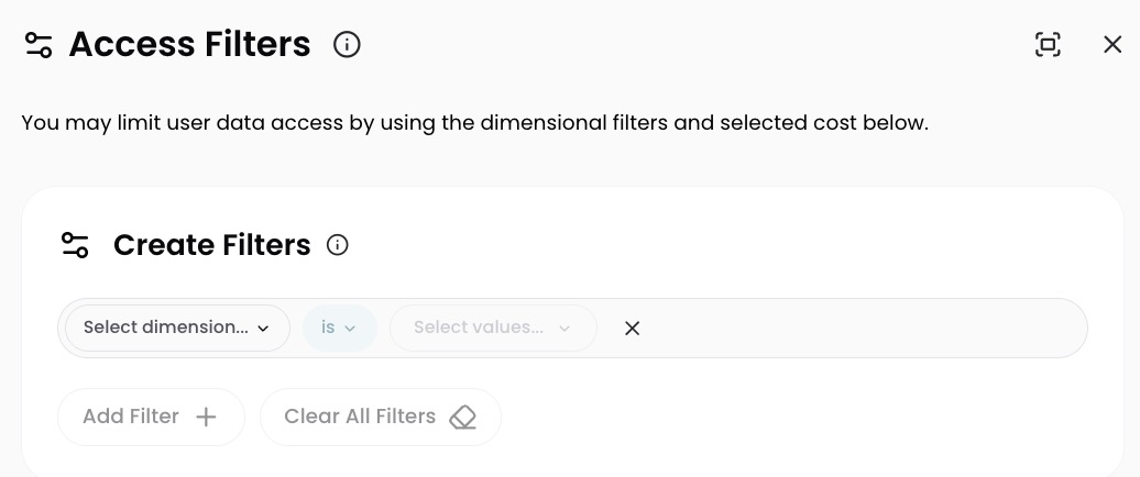 Limited Access Role cost type selection