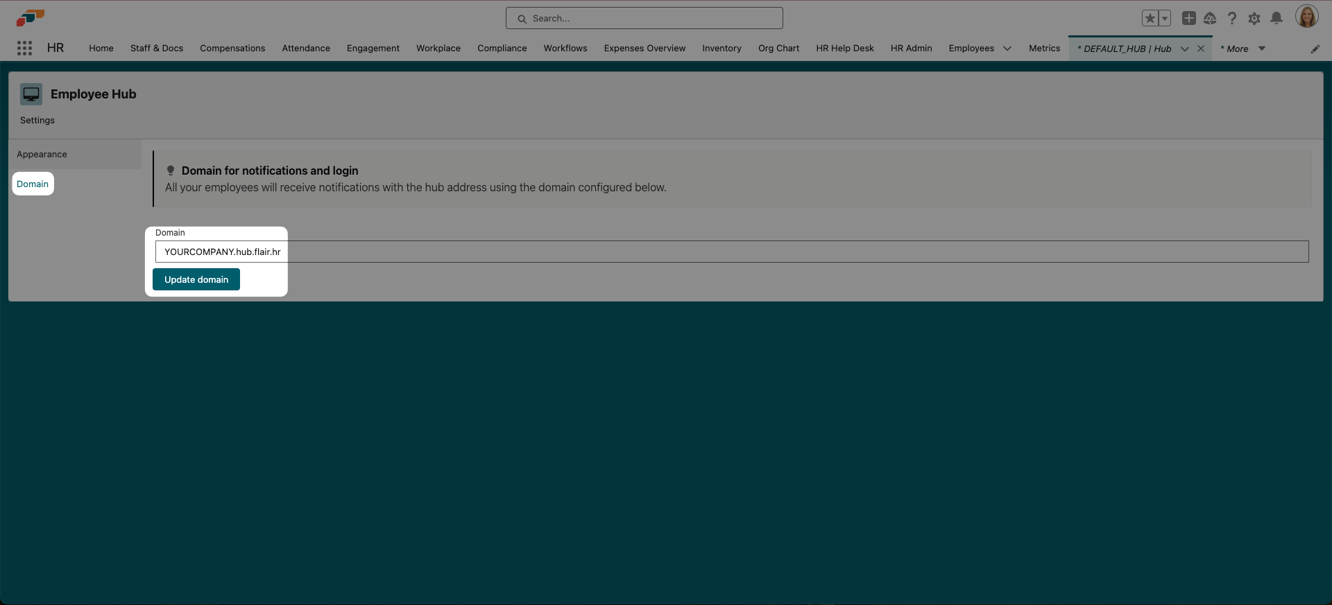 Setting a custom domain name for your Employee Hub
