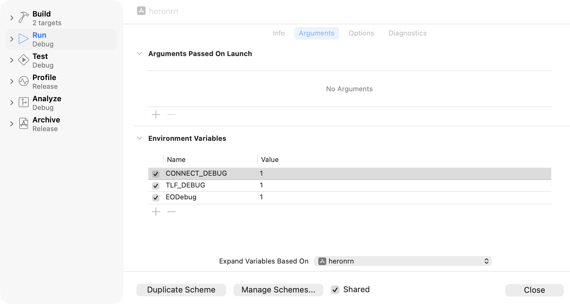 Connect SDK environment variables