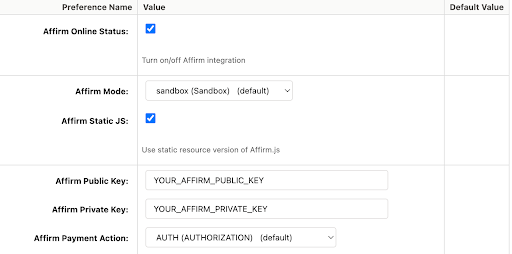 Configure Affirm for SFCC