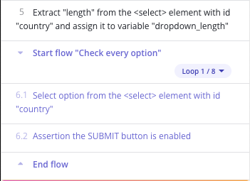 A loop checking each option in a dropdown