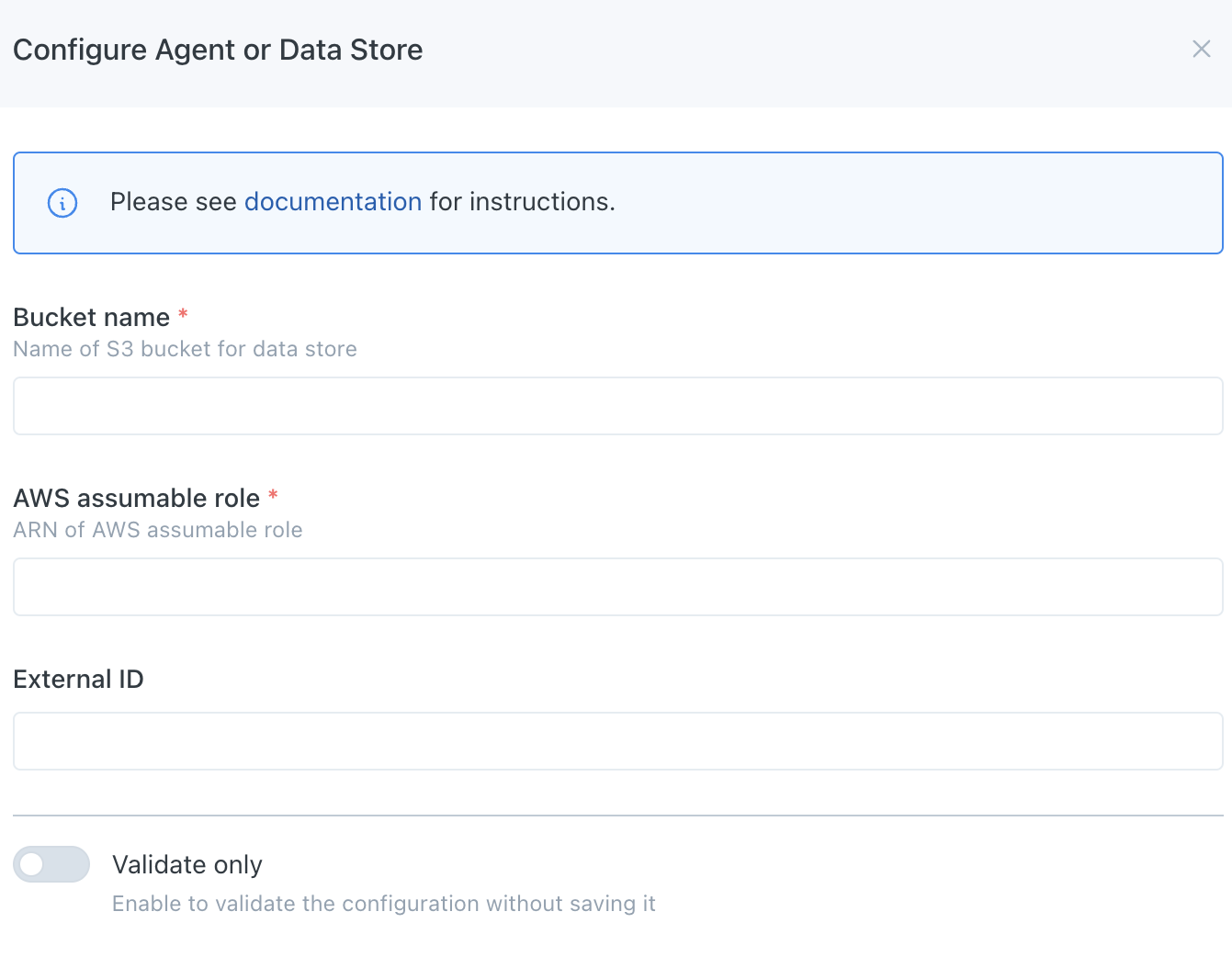 AWS Data Store Creation Wizard