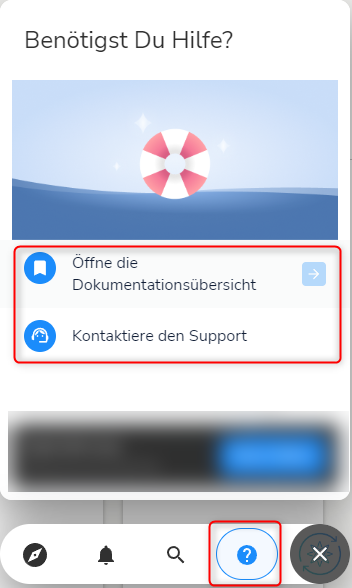 Neue Verlinkungen zur Dokumentationsübersicht und zum Support