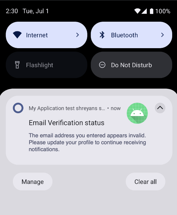 Invalid email prompt