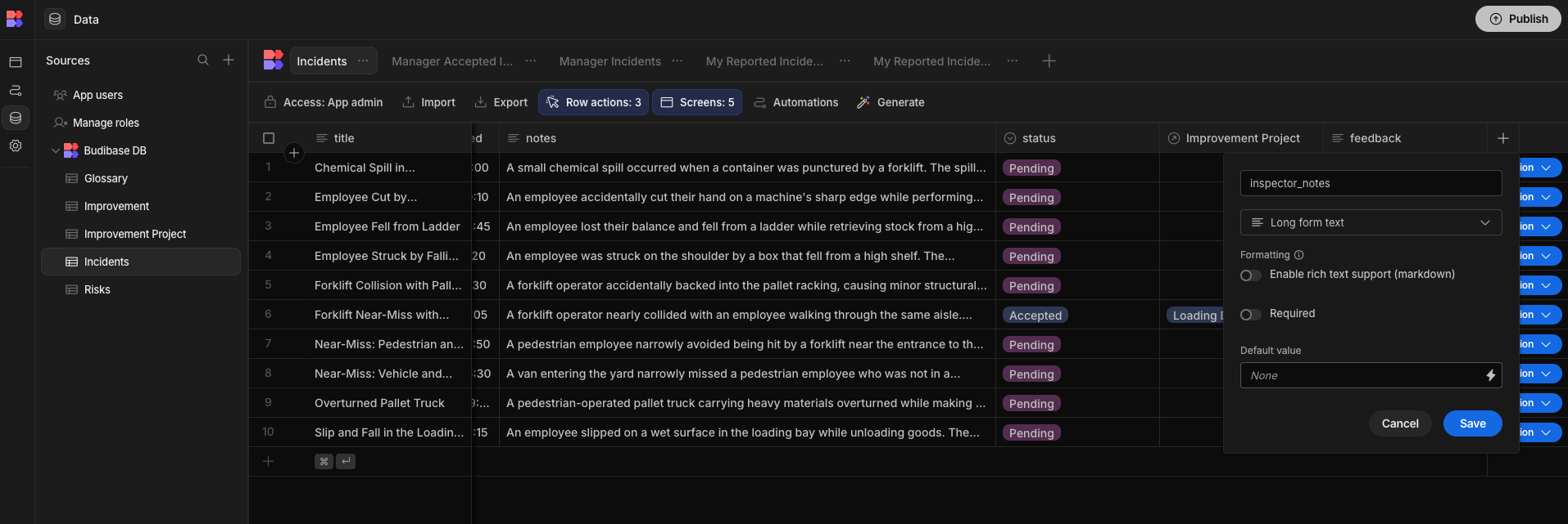 Inspector Notes