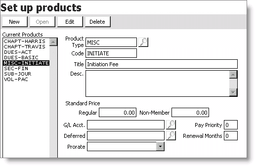 From Billing, select Set up module > Products