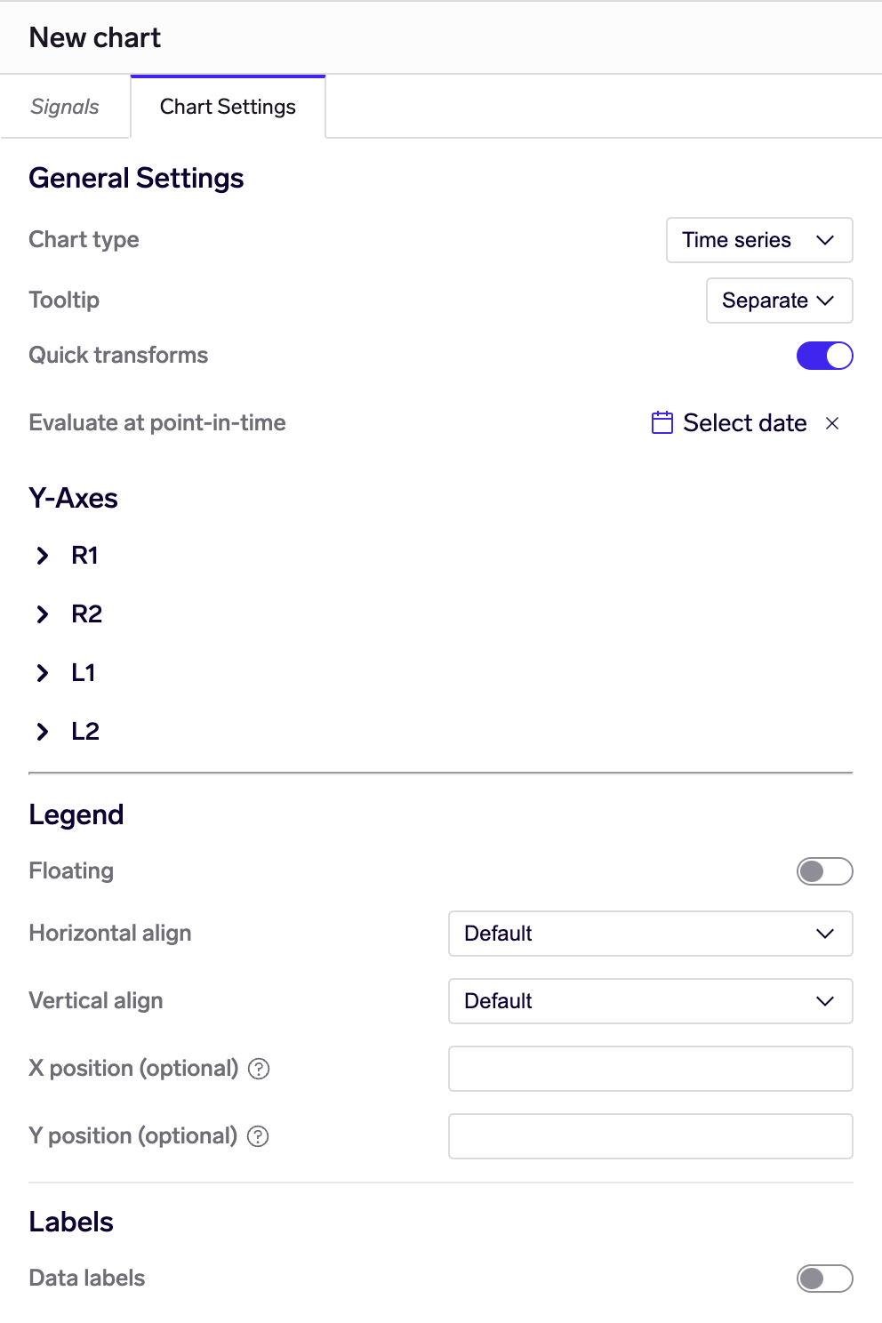 Chart settings tab