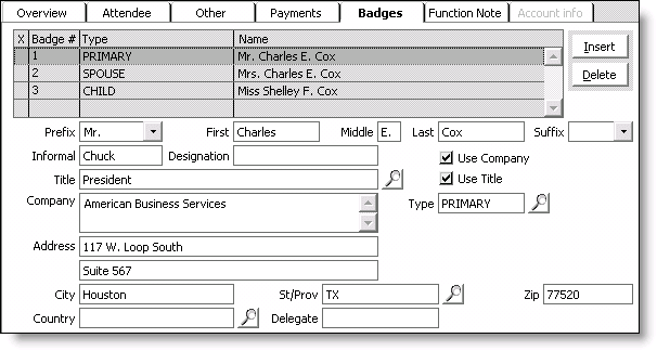 From Events, select Register a customer, and select the Badges tab