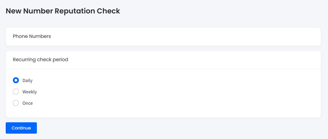 Screenshot of the screen with submitting recurring spam checks