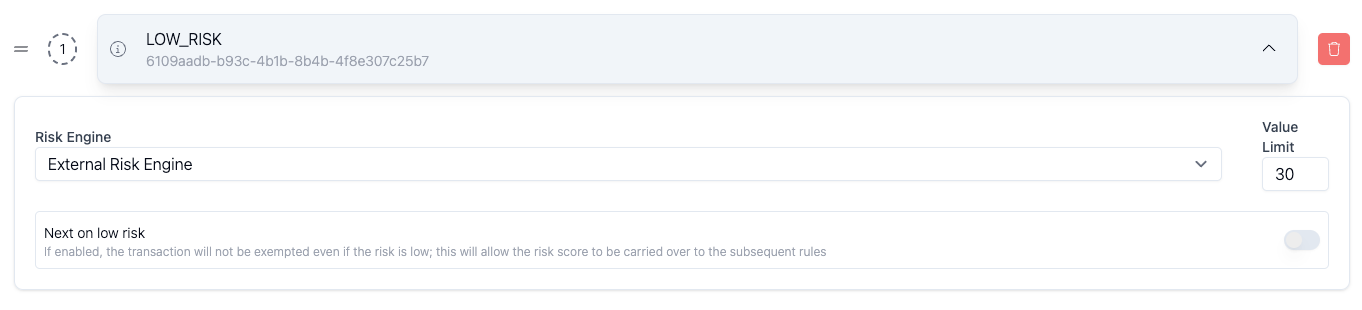 Accept low risk rule configuration
