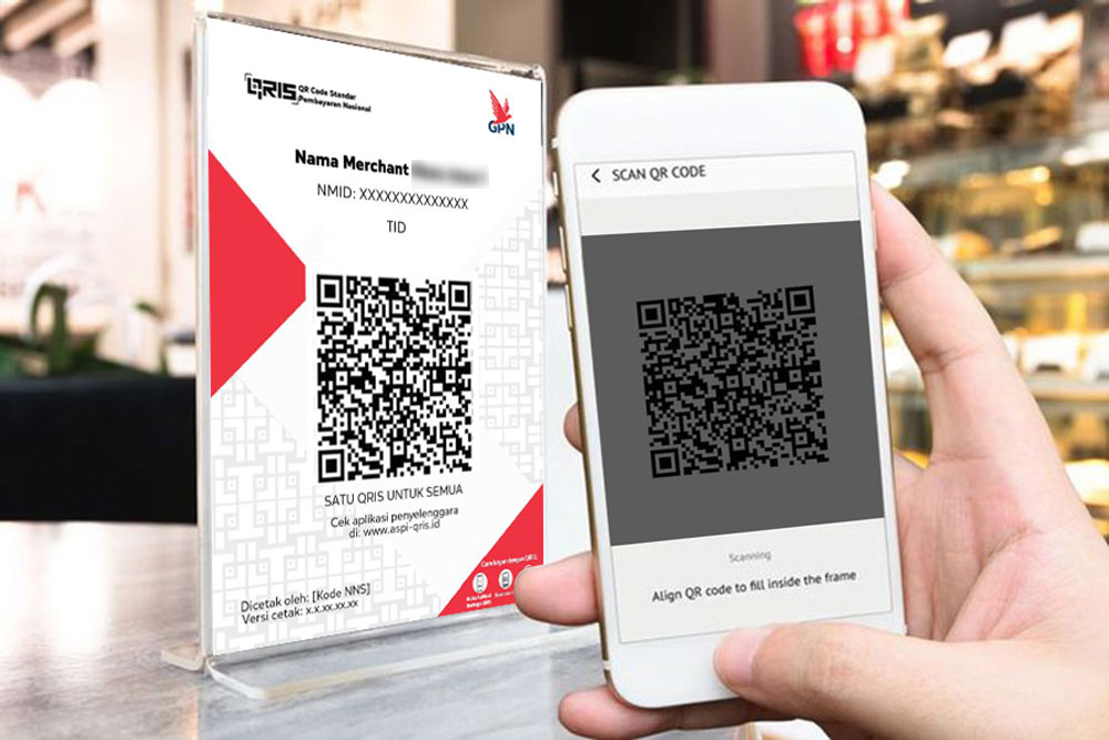 An example of a **static QRIS** that can be displayed in your offline store. The QR code will **always be the same** for every transaction.  
[Image Source](https://qris.online/homepage/qris-news-detail?page=3-7-alasan-mengapa-bisnis-anda-wajib-pakai-qris-sekarang-juga)