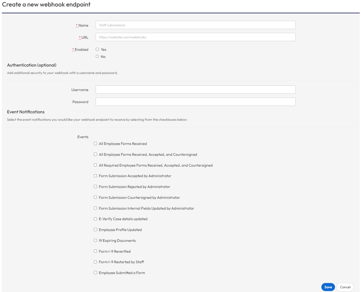 Screenshot of "Create a new webhook endpoint"