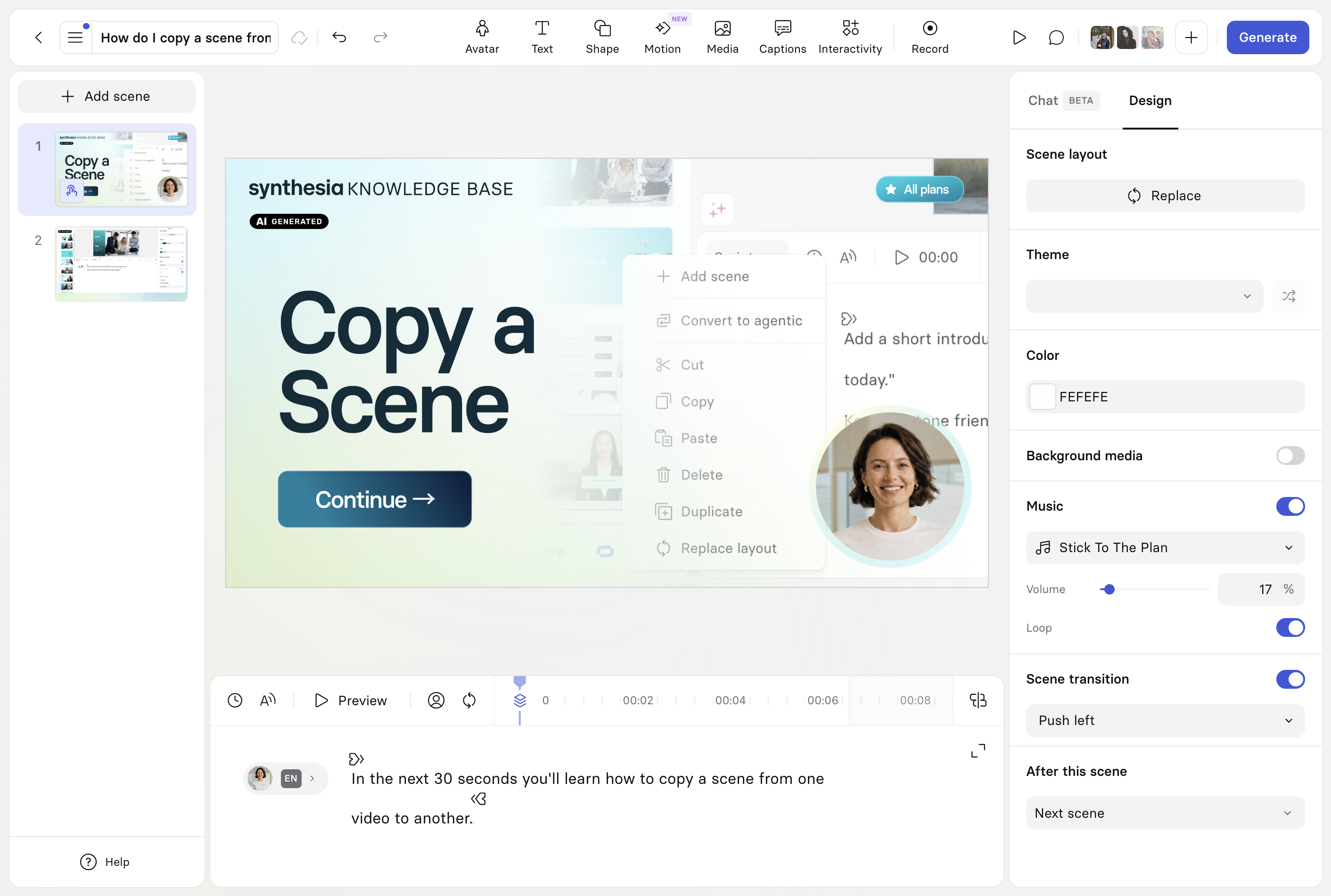 Synthesia video editor