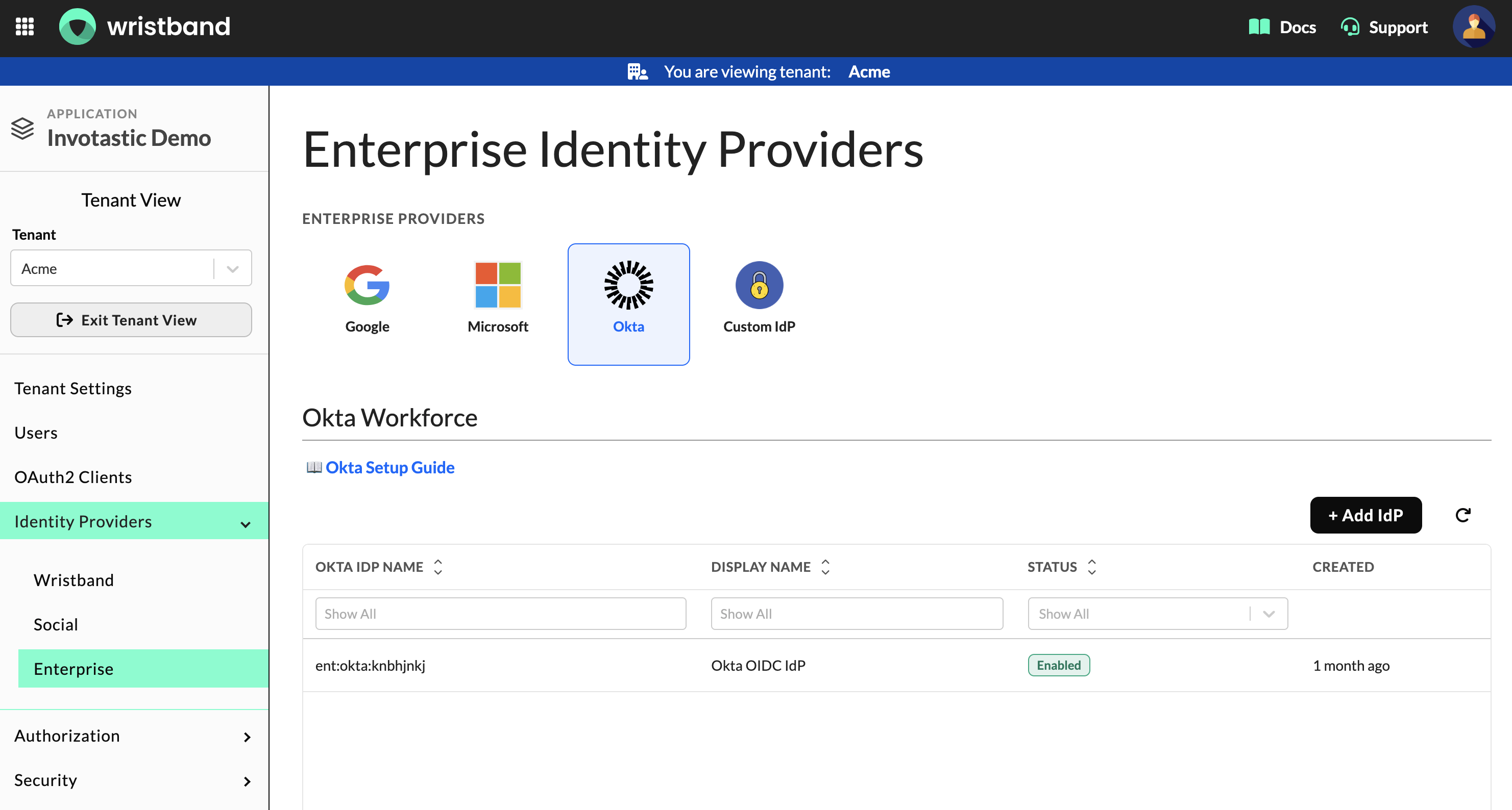 Tenant-level Enterprise IdPs Page: Add an enterprise IdP for your customer's SSO provider