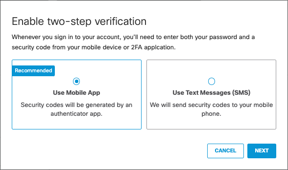 Two step verification