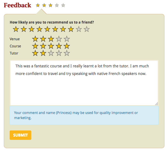 Figure 200. Completed student survey