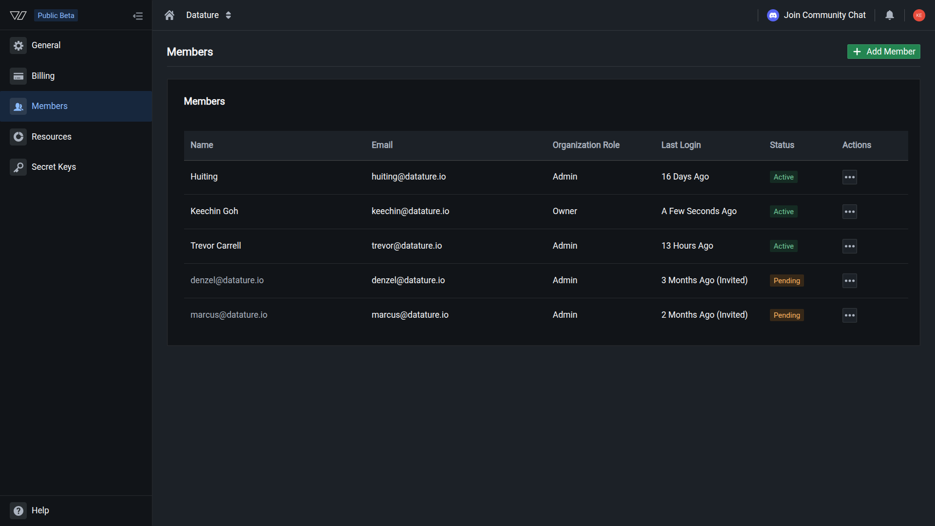 The Members table with the removed member no longer listed, and the Collaborators count showing one freed slot