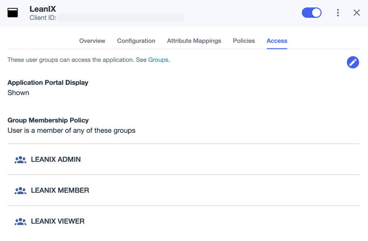 Assigning User Groups to an SSO Application