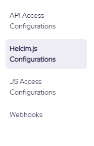 Helcim.js configurations menu