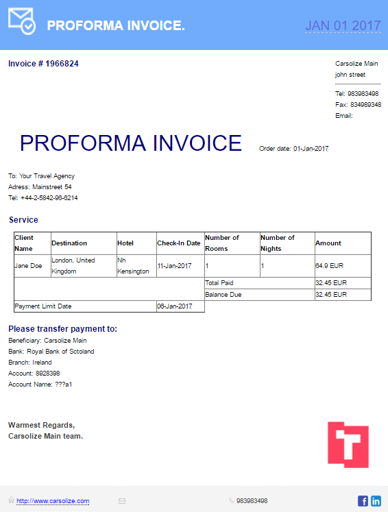 PROFORMA INVOICE