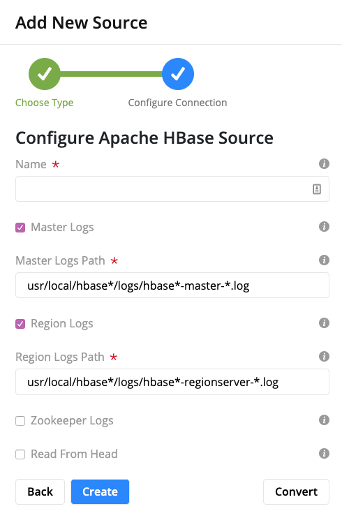 Apache HBase Log Configuration Form