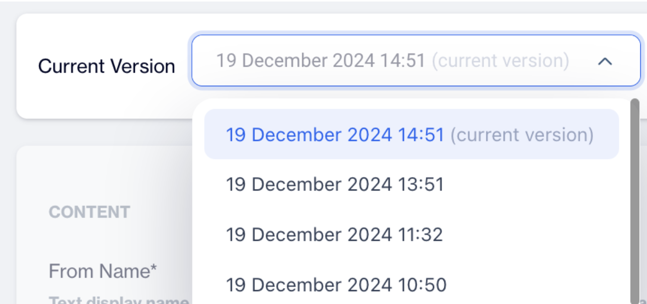 Version Dropdown Menu
