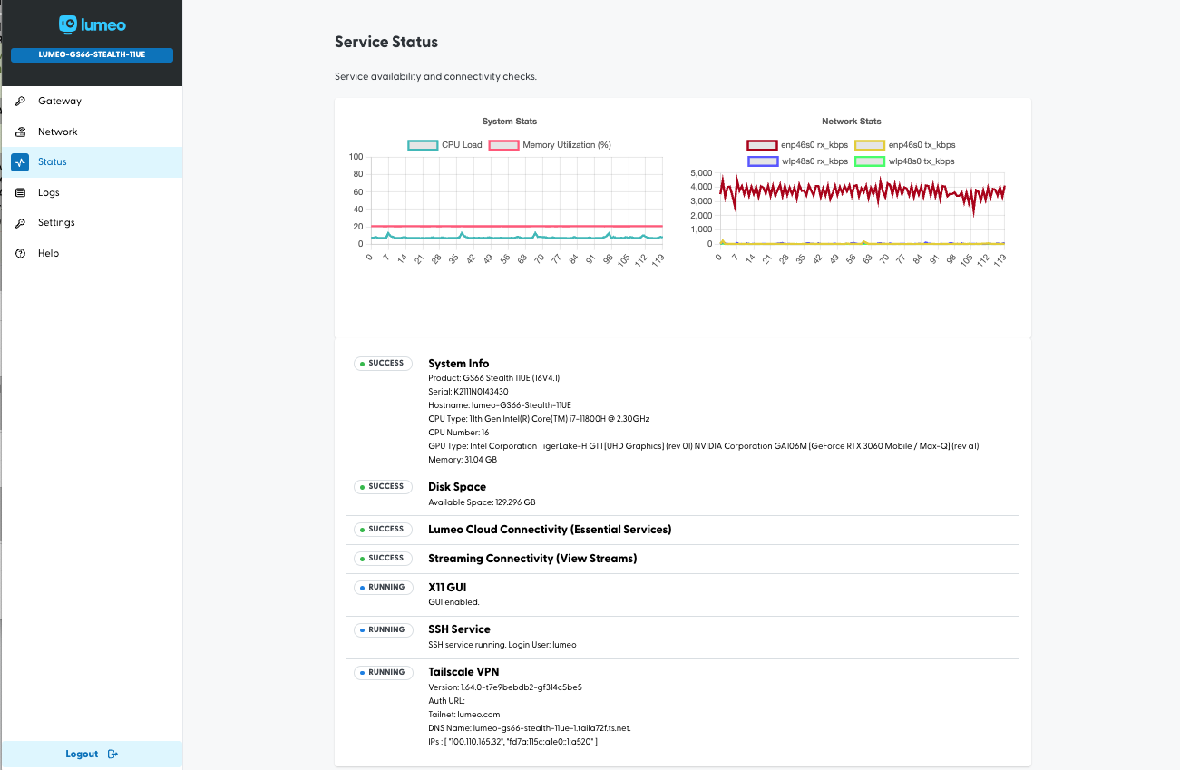 View status and run connectivity check