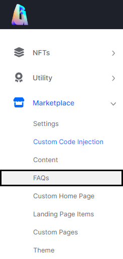 The FAQs location in the CMS