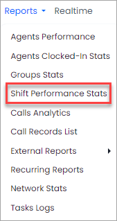 Screenshot of the Shift Performance Stats in the Reports menu