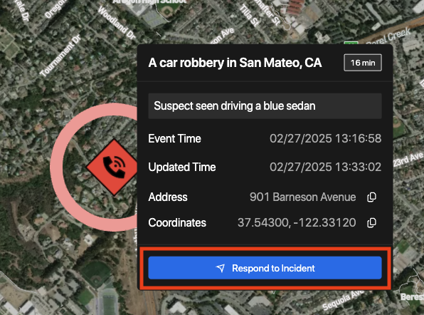 Responding to incident on map