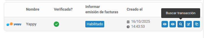 Buscar transacciones Yappy