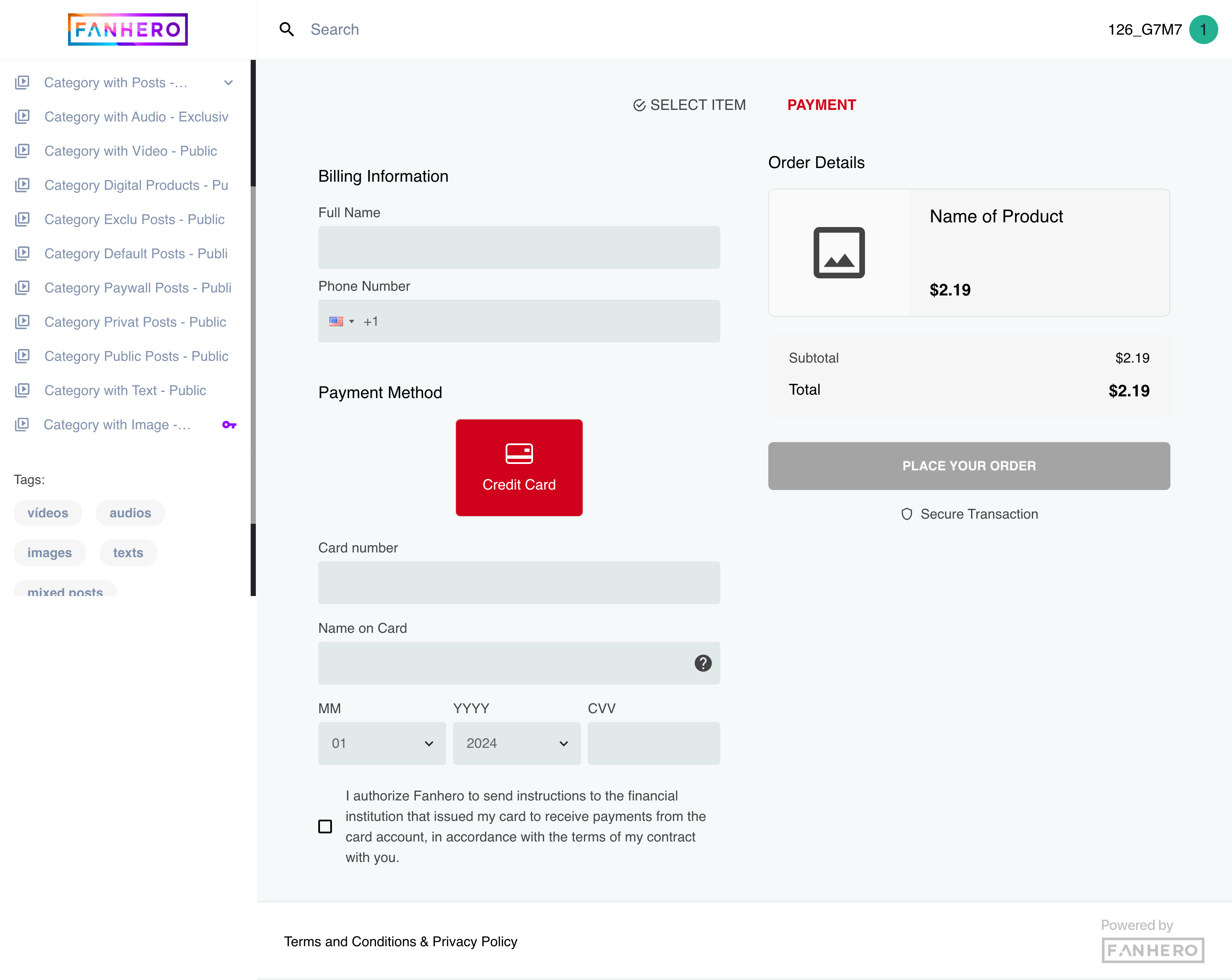 The Payment Screen (Other Countries)