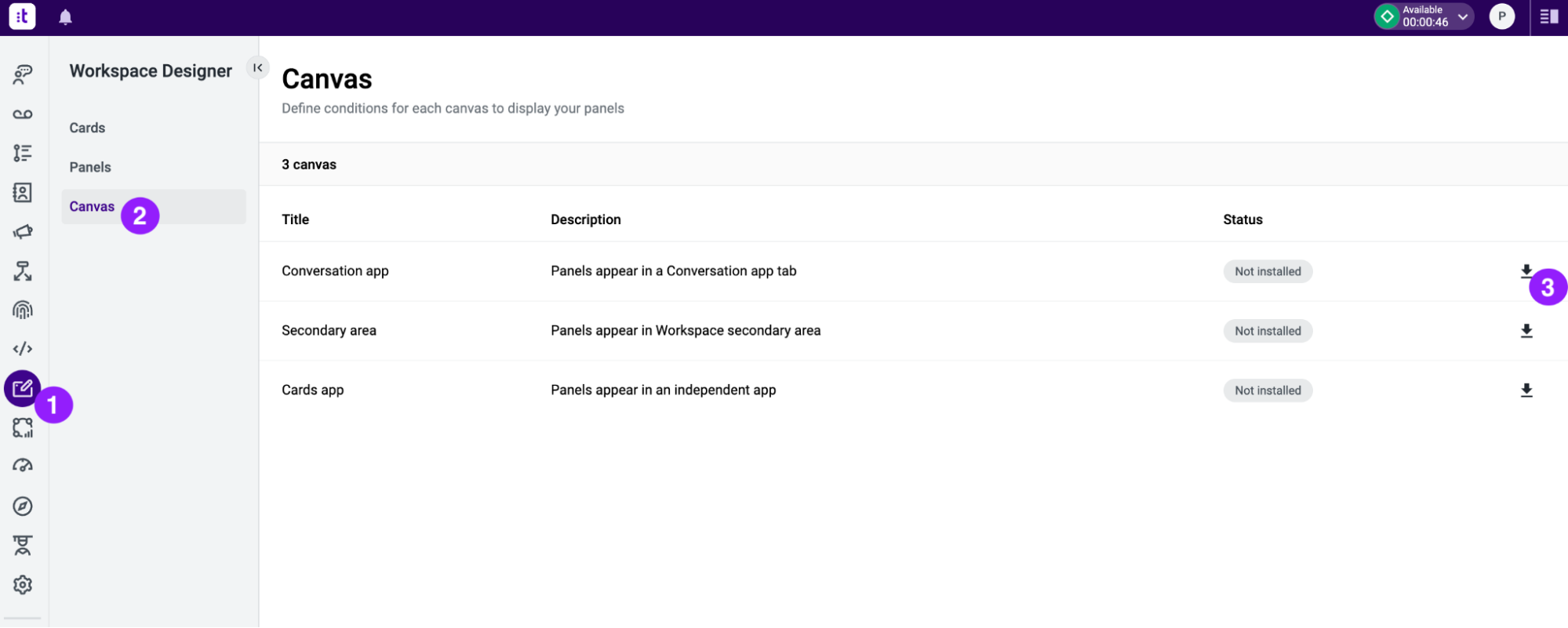 Figure 1 - Install Canvas in Workspace Designer